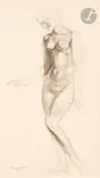Deux études pour Amazones by Robert Poughéon, vers 1926, Crayon noir et estompe, sold Jun 2025