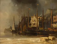 Bateaux au port by Eugène Isabey, Panneau, sold Jun 2025