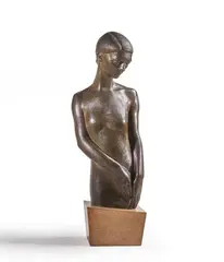 Jeune femme by Maurice Lambert, Épreuve en bronze à patine brune nuancée, sold Nov 2023