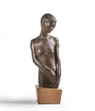 Jeune femme by Maurice Lambert, Épreuve en bronze à patine brune nuancée, sold Nov 2023
