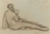 Nu de dos au coquillage by Ángel Zárraga, 1933, Crayon sur papier, sold Nov 2023