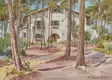 Maison landaise dans les pins by Henri d'HAUTERIVE, Aquarelle, sold Nov 2023