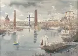 Brest, le Penfeld depuis la Préfecture by Luc-Marie Bayle, 1992, Aquarelle, sold Nov 2023