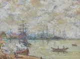 Le port de Rouen (?) by Paul Emile Pissaro, Pastel, sold Nov 2023