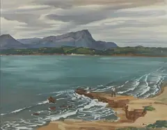 Le Coudon vu de la presqu'île de Giens by Albert Decaris, Gouache, sold Nov 2023