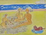 Le pique-nique sur la plage by Isaac Mintchine, Gouache, sold Nov 2023