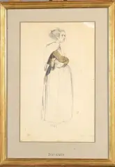 Etude de gitane, Perpignan Gitane by Adrien Dauzats, 1833, Crayon noir et lavis situé, sold Nov 2024