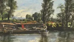 La Seine à Andrésy, 11 octobre 74 by Ludovic-Napoléon Lepic, Aquarelle, sold Nov 2024