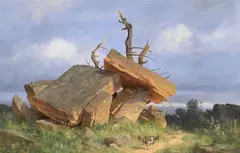 Le vieux dolmen by François Blin, Gouache signée en bas à droite, sold Nov 2024
