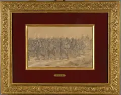 Soldats en marche by Isidore Pils, Crayon et rehauts, sold Nov 2024