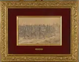 Soldats en marche by Isidore Pils, Crayon et rehauts, sold Nov 2024