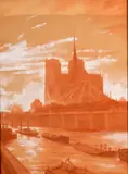 Notre-Dame de Paris by Raoul Larche, 1882, Sanguine et craie blanche sur papier, sold Nov 2024