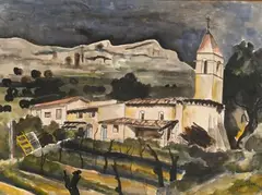 Vue de Vence by Jean du Marboré, 1930, Aquarelle sur traits d'encre, sold Nov 2024