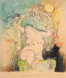 Meg la voluptueuse cherchant l'attitude de la vérité by Charles Léandre, 1909, Crayon, aquarelle gouachée, sold Nov 2024