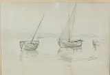 Les bateaux by Adolphe Appian, Crayon noir et lavis d'encre noire, sold Nov 2024