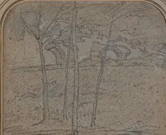 Paysage by François Vernay, Crayon noir, sold Nov 2024