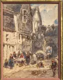 Rue de village by Eugène Deshayes, Aquarelle, sold Nov 2024