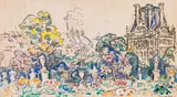 Le Pavillon de Marsan vu du jardin des Tuileries by Paul Signac, vers 1910, Aquarelle, sold Nov 2024