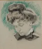 Femme au col blanc by Ernest Rouart, Pastel et fusain, sold Mar 2022