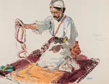 Le charmeur de serpents by Albert Brenet, Gouache, sold Mar 2022