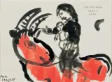 Les collines, femme et enfant by Marc Chagall, 1955, Encre rehaussée de gouache, sold Mar 2022