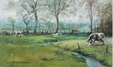 Vaches au pré by Philippe Girardot, Pastel, sold Mar 2022