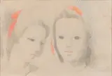 Deux têtes de femme by Marie Laurencin, 1942, Crayon noir rehaussé de crayons de couleurs signé, sold Mar 2022