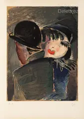 Le couple by Werner Scholz, Lithographie en couleurs sur papier d Arches Epreuve d’artiste Henri Deschamps lithographe, sold Jul 2024