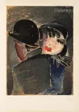 Le couple by Werner Scholz, Lithographie en couleurs papier d Arches Epreuve d’artiste Henri Deschamps lithographe, sold Jul 2024