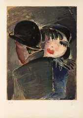 Le couple by Werner Scholz, Lithographie en couleurs sur papier d Arches Epreuve d’artiste Henri Deschamps lithographe, sold Jul 2024