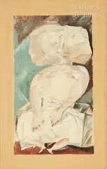 Femme assise by Henry de Waroquier, Aquarelle sur trait de crayon sur plusieurs feuilles assemblées, sold Jul 2024
