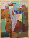 [FRANCE] Paysage by Georges Valmier, 1920, Gouache et papiers collés, sold Jun 2024