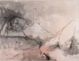 Modèle endormie by Jean Jansem, Aquarelle et encre, sold Jun 2023