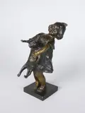 Fillette au chat by Juan Clara, Epreuve en bronze à patine brun nuancé, sold Jun 2018