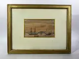 Bateaux dans la baie by Théodore Gudin, Encre et aquarelle, sold Oct 2025