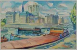 Paris, l'ile de la Cité by Germaine Lacaze, 1952, Gouache sur papier, sold Oct 2025