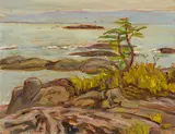 Lake Superior by A. Y. Jackson, 1966, oil on board, sold Nov 2023