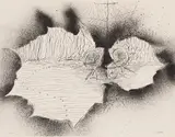 Lied à Émile Nelligan, planche No. 6 by Jean Paul Riopelle, lithograph on paper, sold Nov 2023