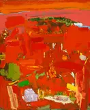 Vehicle of Fire by Michael Adamson, acrylic on canvas, sold Nov 2023