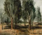 Landscape in Quebec by Stanley Morel Cosgrove, 1953, oil on board, sold Nov 2023