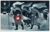 Pound Cove Mummers Crossing Cold Harbour Pond by David Blackwood, 1985, etching and aquatint on paper, sold Nov 2023