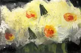 Narzissen by Klaus Fußmann, Gouache auf grünem Papier, sold Nov 2008