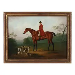 Fox Hunt Scene with Rider by Daniel Clowes, Oil on canvas (lined) signed at lower right, sold Oct 2025