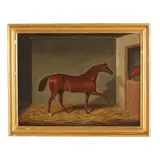 A Chestnut Stallion in His Stable by James Loder, Oil on canvas (lined), sold Oct 2025