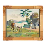 Tending to the Horses by Eulalio Garcia Mata, Oil on canvas, sold Oct 2025