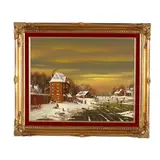 A Merry Village Scene in Winter by Johannes Kaiser, Oil on panel, sold Sep 2025
