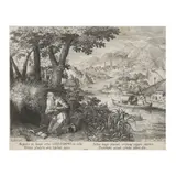 Saint Gualfardus Praying Before a Crucifix by Johannes Sadeler I, Copperplate engraving, sold Sep 2025