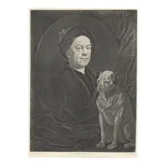 The Painter and His Pug, Trump by William Hogarth, Stipple engraving, sold Sep 2025