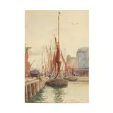 Wharf Scene by Charles Dorman Robinson, Watercolor on paper, sold Sep 2025