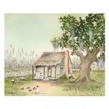 Lowcountry Scene with Cabin, Figures, Cotton Field and Live Oak by Emmie Mayberry McIntire, Watercolor and gouache on paper, sold Sep 2025
